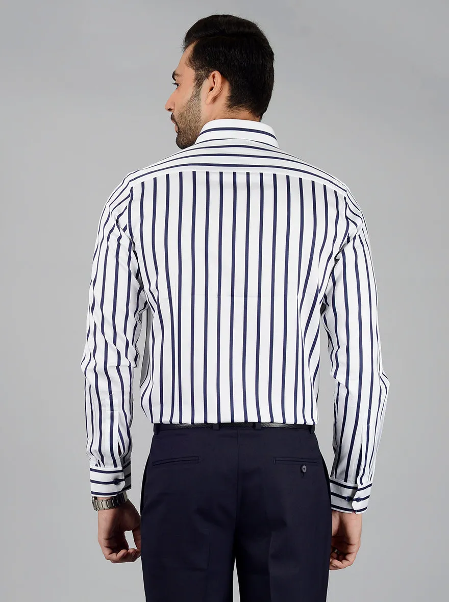 White & Blue Striped Slim Fit Party Wear shirt | Wyre