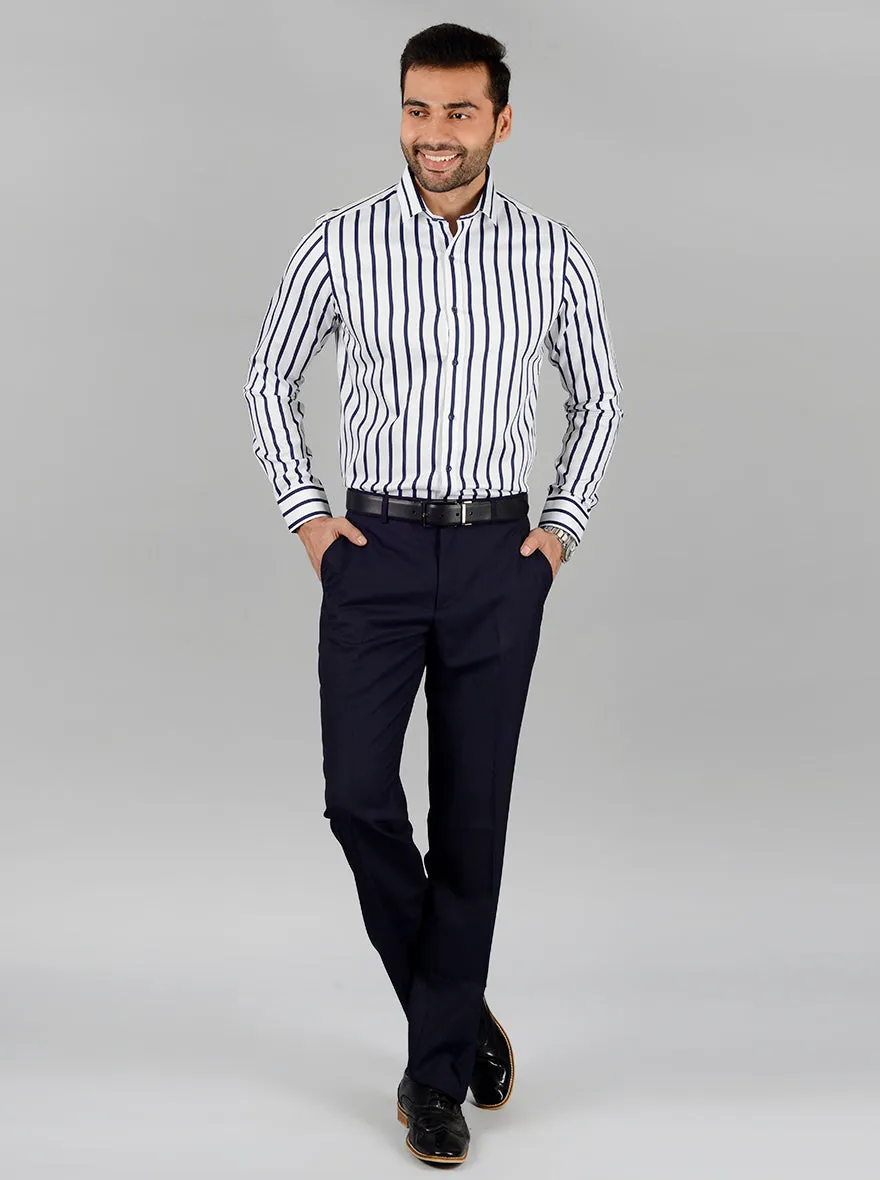 White & Blue Striped Slim Fit Party Wear shirt | Wyre