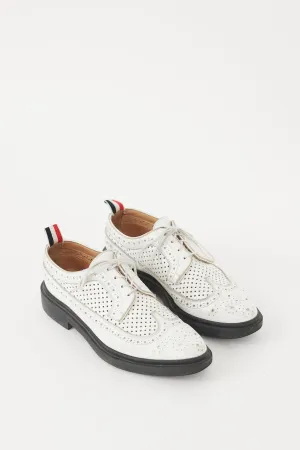 White Leather Perforated Longwing Brogue