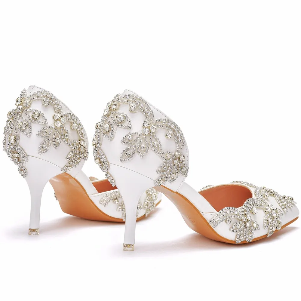 Woman's Wedding Shoes Pointed Toe Rhinestone Stiletto