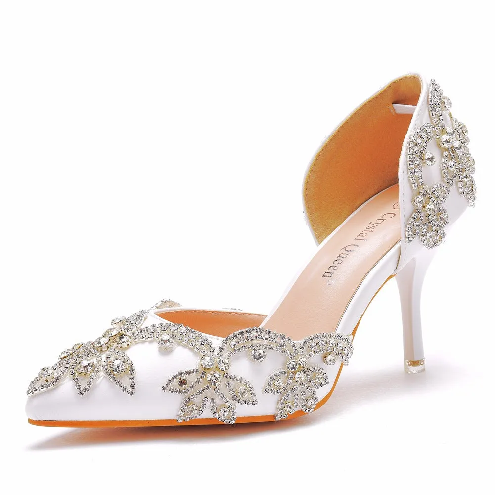 Woman's Wedding Shoes Pointed Toe Rhinestone Stiletto