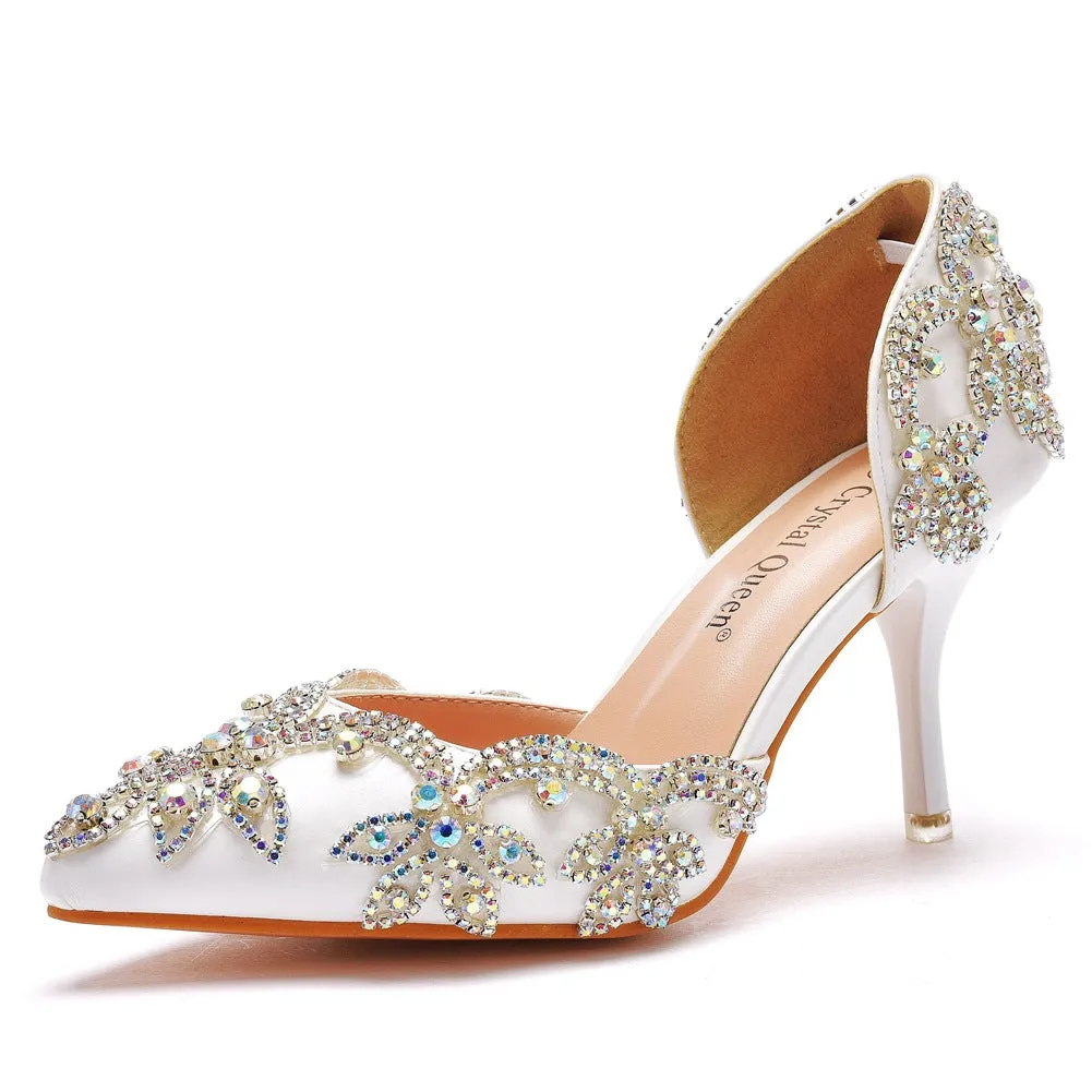 Woman's Wedding Shoes Pointed Toe Rhinestone Stiletto