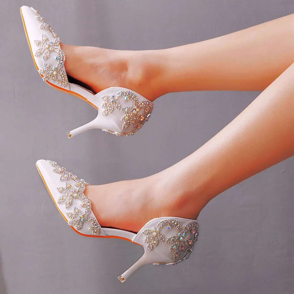 Woman's Wedding Shoes Pointed Toe Rhinestone Stiletto