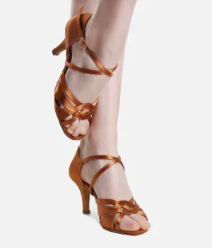 X-Strap Latin Shoes, Satin Dance Shoes - MIA