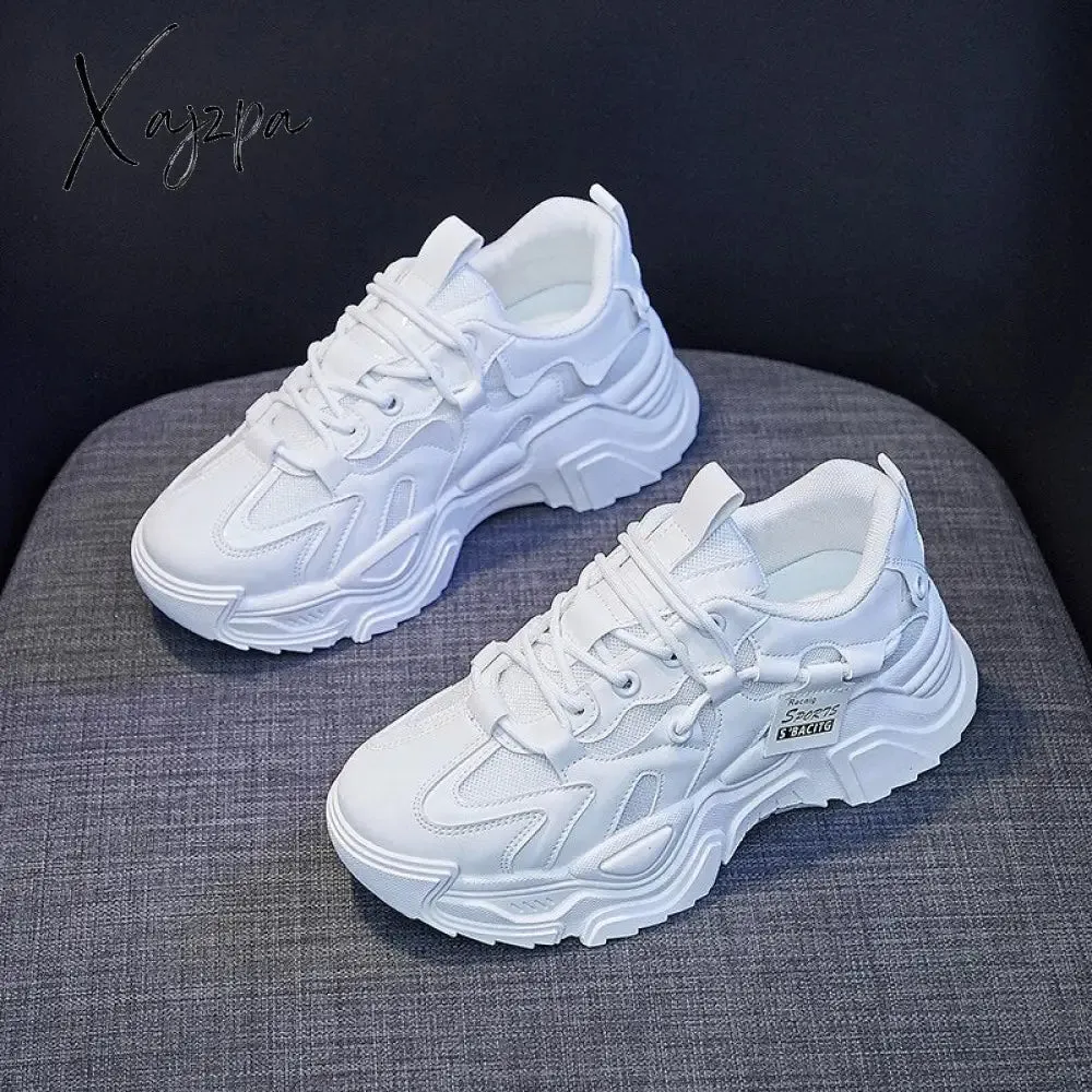 Xajzpa - Chunky Tennis Sneakers for Women Shoes Fashion Mesh Breathable Light Lightwight Running Shoes Ladies Platform Shoes Female