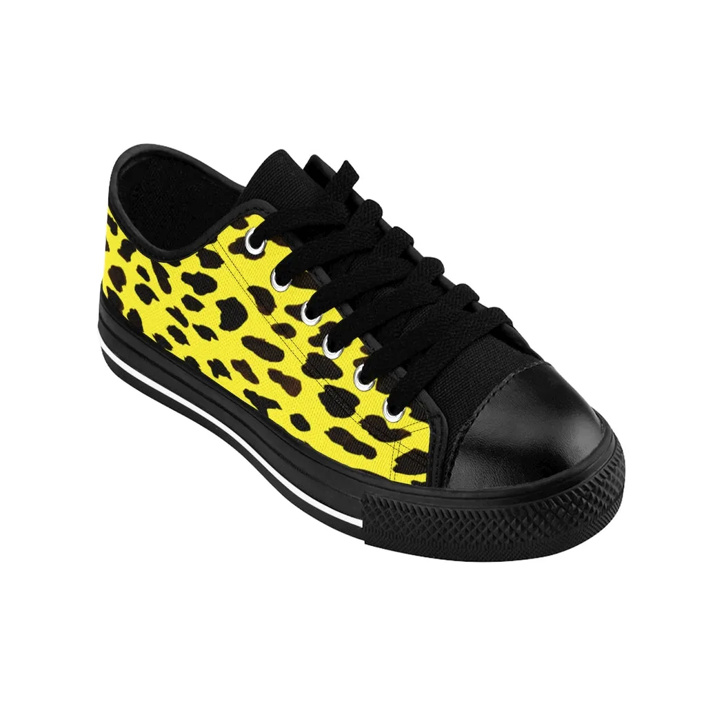 Yellow Leopard Men's Sneakers,  Best Bright Yellow Cheetah Animal Print Fashion Casual Low Top Sneakers For Men