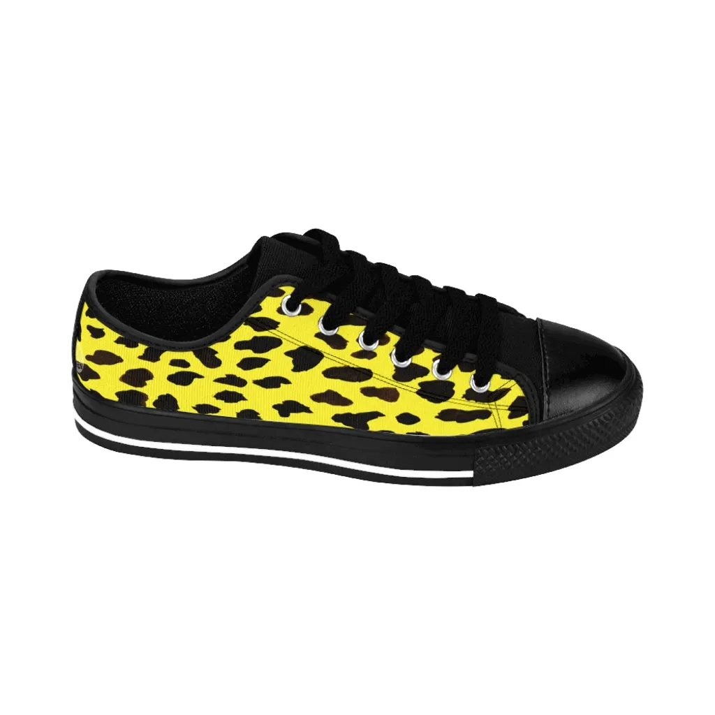 Yellow Leopard Men's Sneakers,  Best Bright Yellow Cheetah Animal Print Fashion Casual Low Top Sneakers For Men