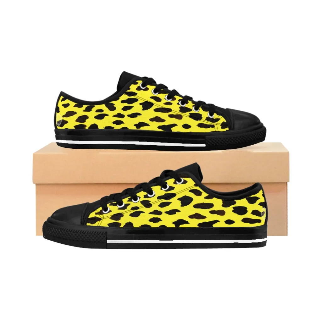 Yellow Leopard Men's Sneakers,  Best Bright Yellow Cheetah Animal Print Fashion Casual Low Top Sneakers For Men