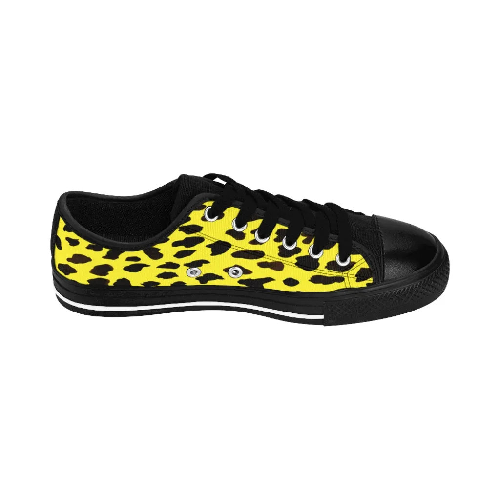 Yellow Leopard Men's Sneakers,  Best Bright Yellow Cheetah Animal Print Fashion Casual Low Top Sneakers For Men